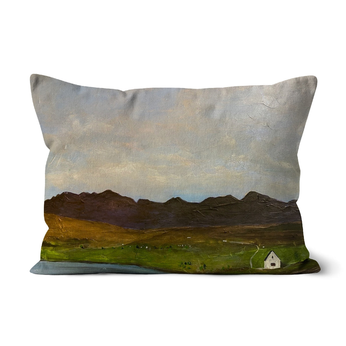 The Road To Carbost cushion with impressionistic mountain landscape