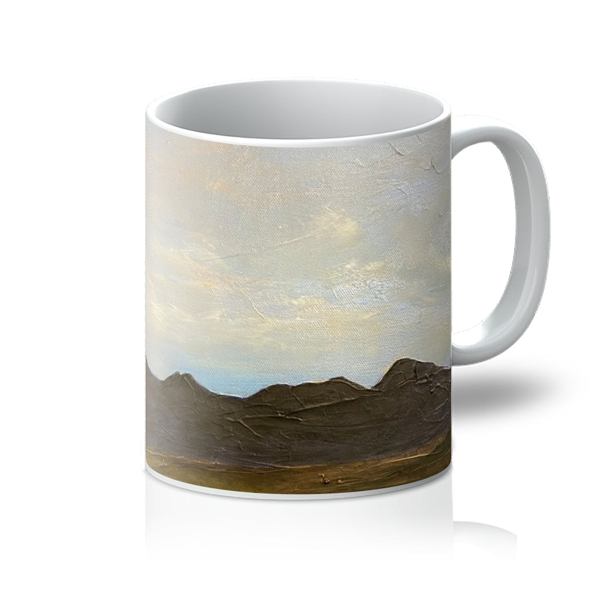 The Road To Carbost Mug with textured landscape in earth tones