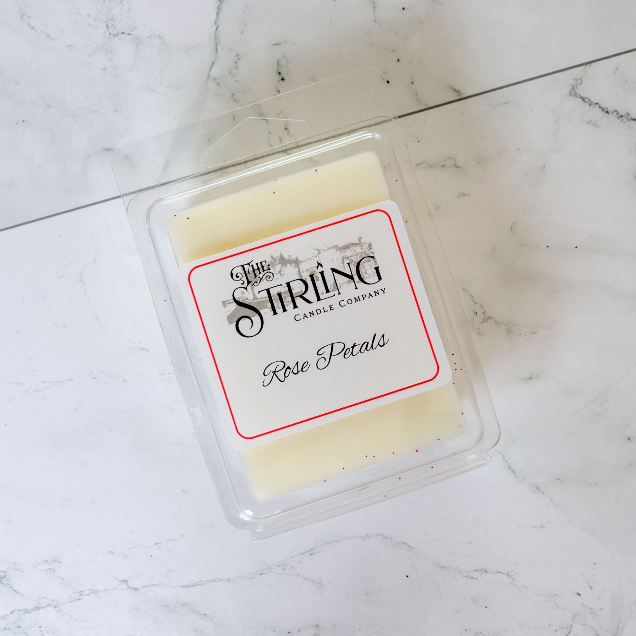 Rose Petals wax melt clamshell by The Stirling Candle Company