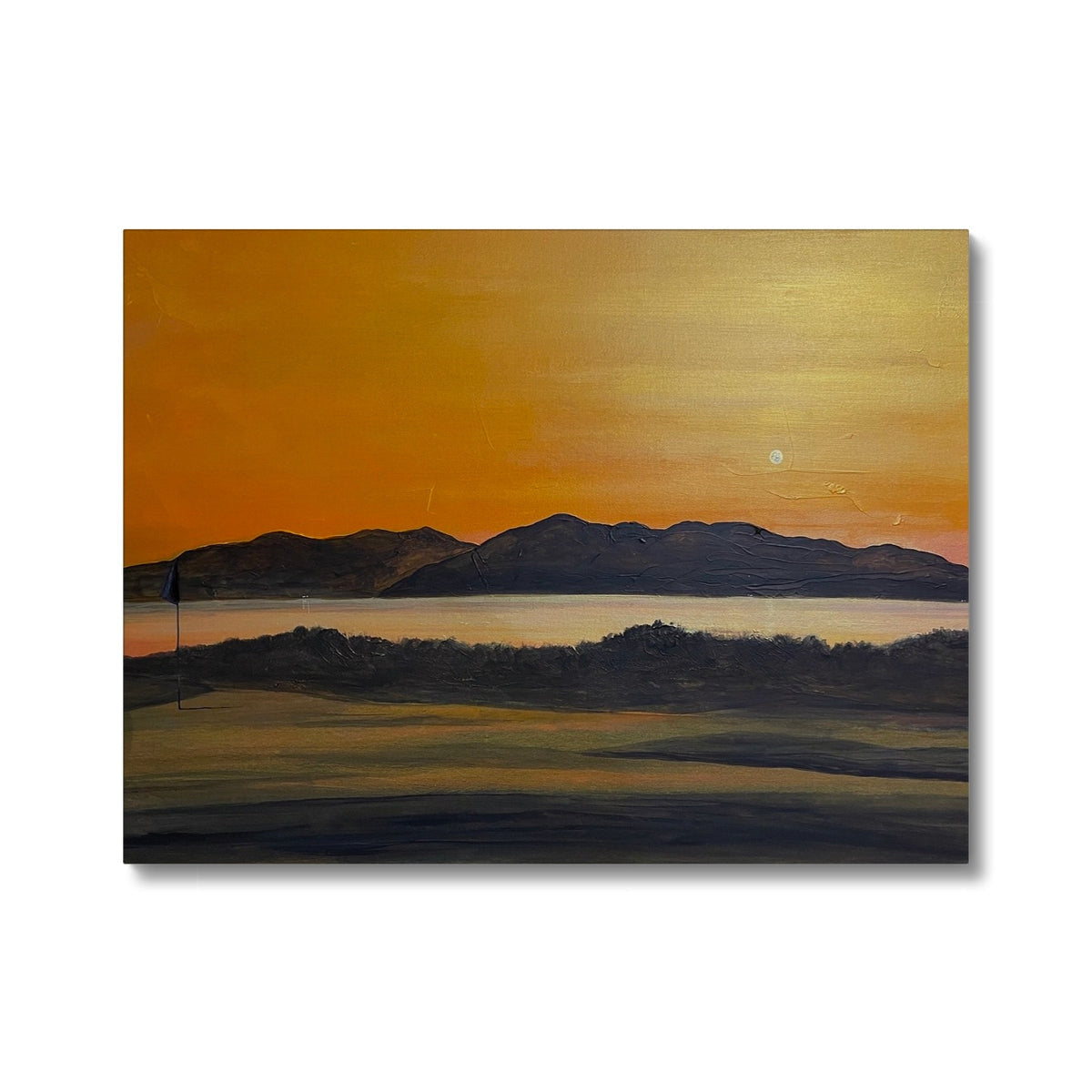 Royal Troon Golf Course 5th Green Canvas depicting a sunset landscape painting