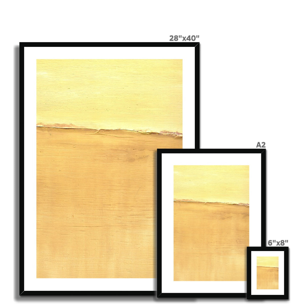 Minimalist Sand Dune framed print in pale yellow beige split
