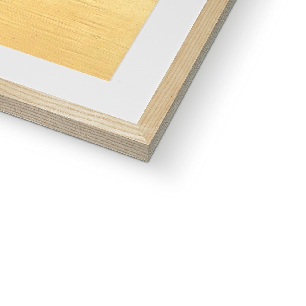 Light wood frame with white mat and yellow-toned Sand Dune print