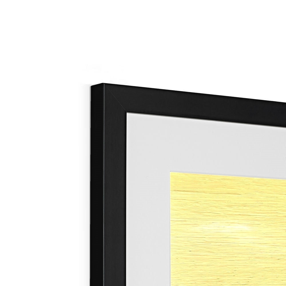 Minimalist Sand Dune print in black frame with light wood-grain panel and white matting