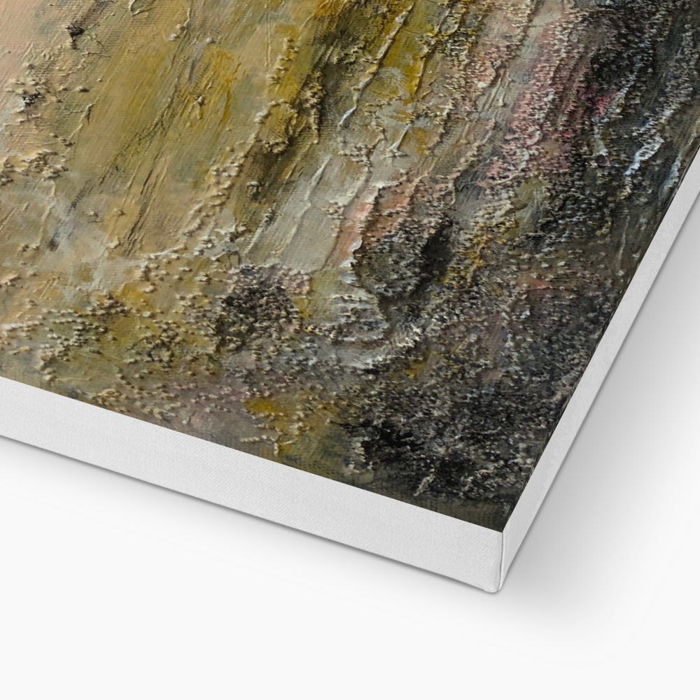 Sandgreen Canvas Print with textured earthy brown and green tones in white frame