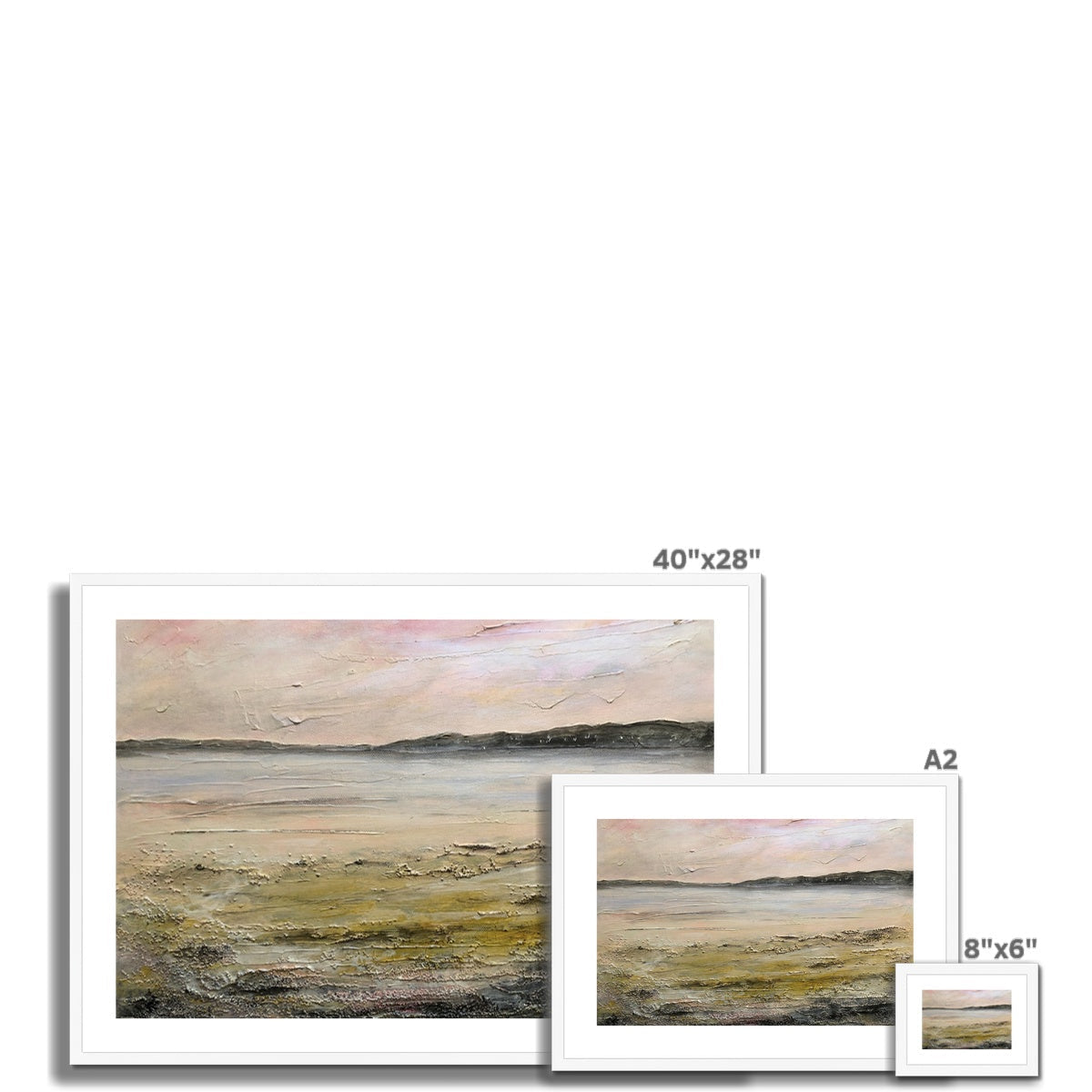 40x28 inch framed minimalist abstract landscape painting in muted earth tones by Sandgreen Art Prints