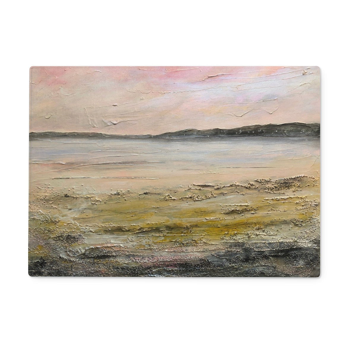 Pastel landscape painting on Sandgreen Glass Chopping Board