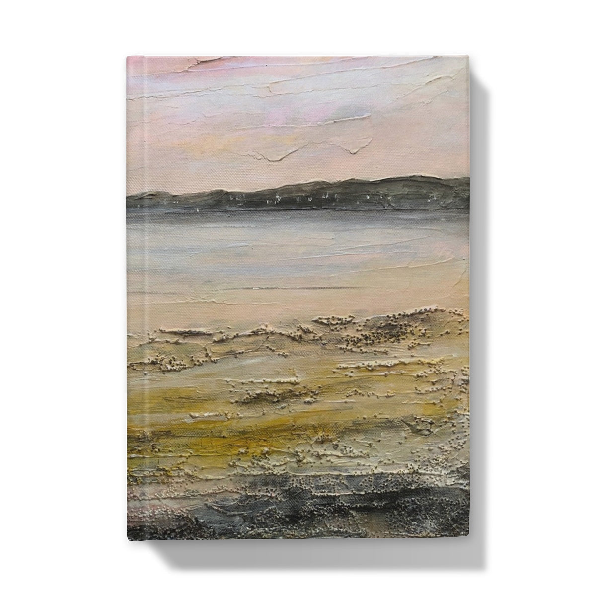 Sandgreen Hardback Journal with pastel canvas beach scene wall art