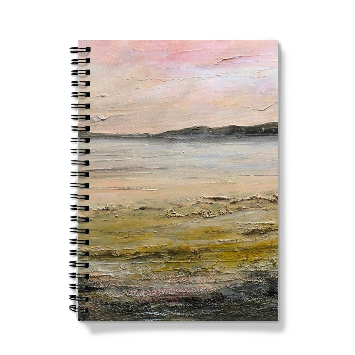 Sandgreen Notebook with pastel pink and yellow abstract beach cover