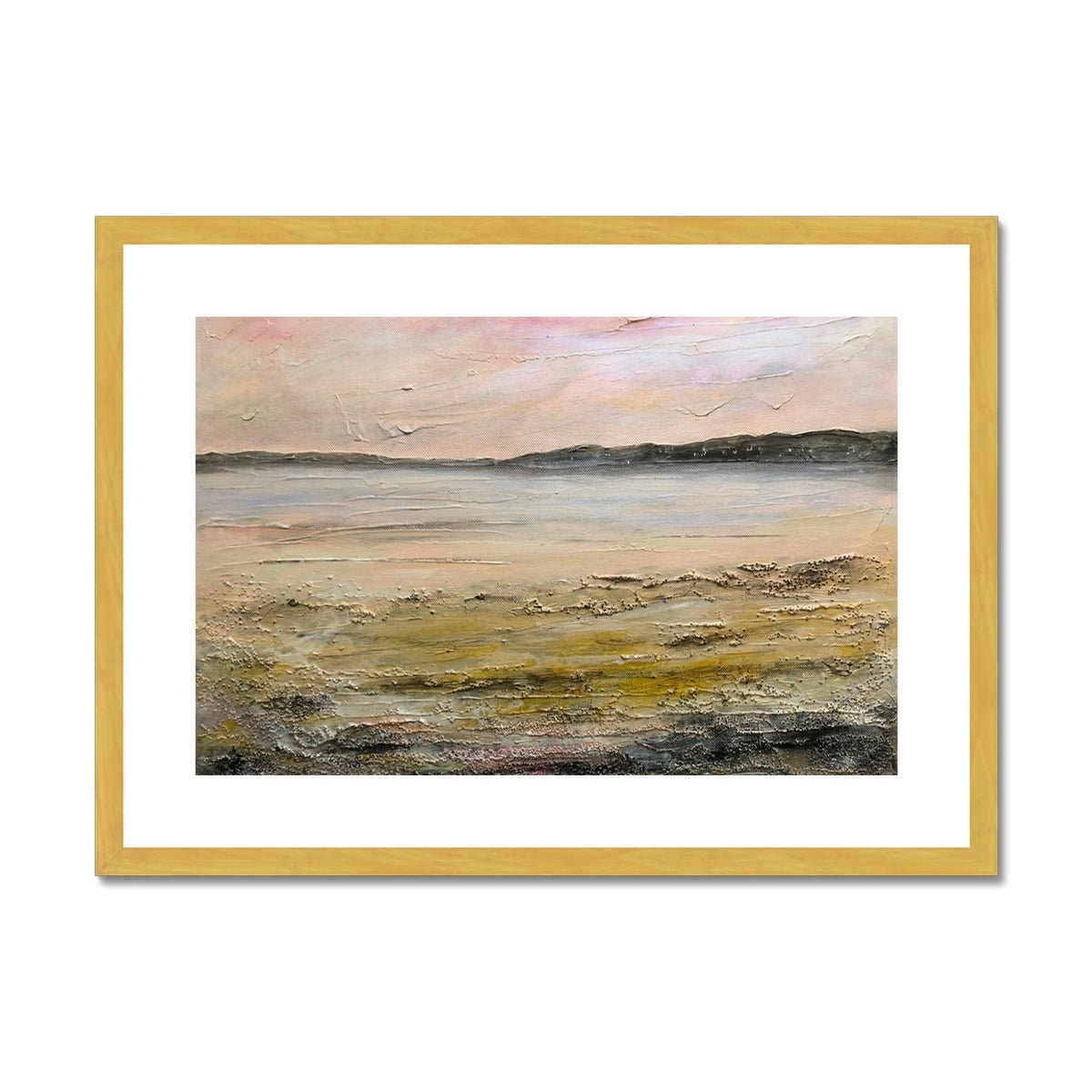 Sandgreen Painting | Antique Framed & Mounted Prints From Scotland-Antique Framed & Mounted Prints-Scottish Highlands & Lowlands Art Gallery-A2 Landscape-Gold Frame-Paintings, Prints, Homeware, Art Gifts From Scotland By Scottish Artist Kevin Hunter