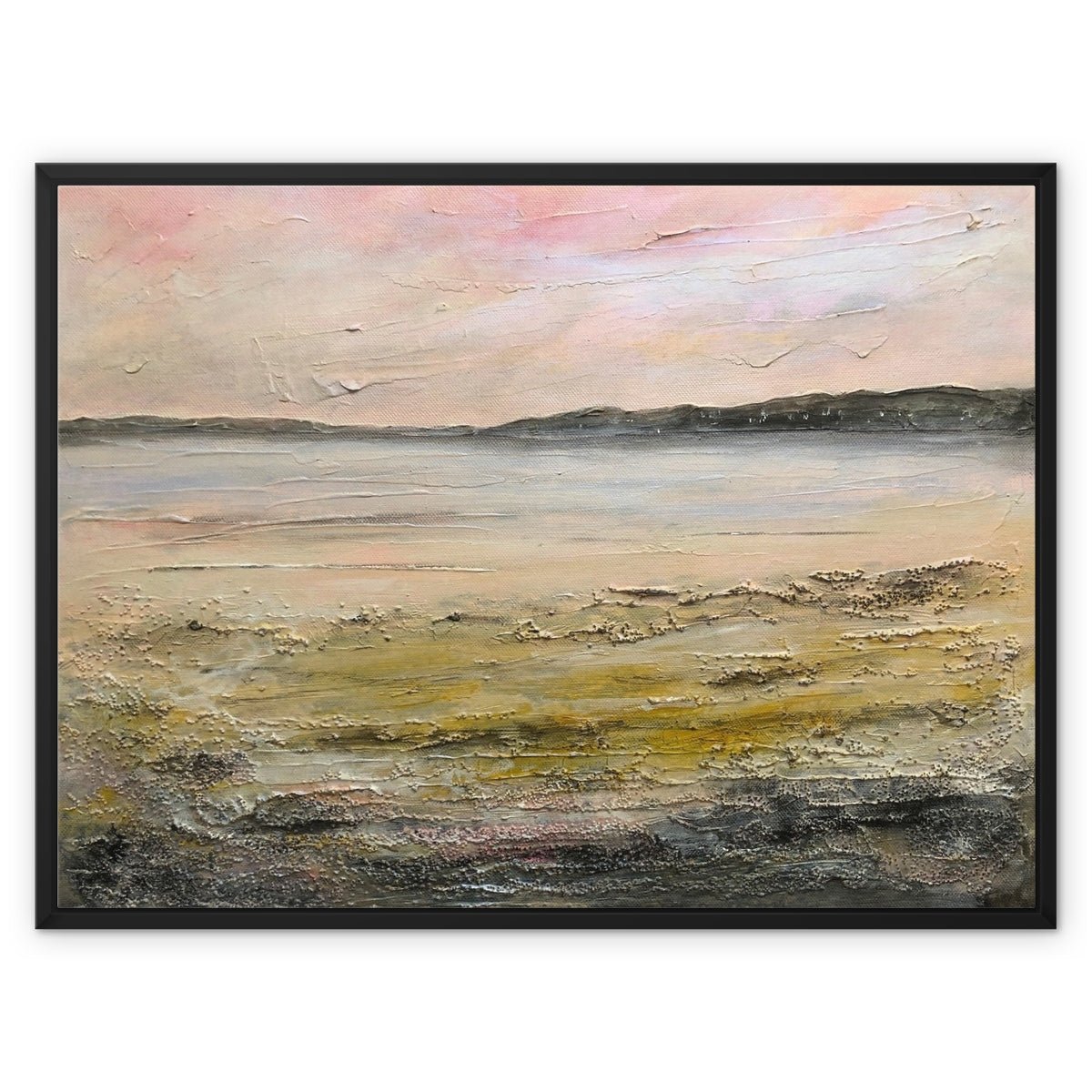 Sandgreen Painting | Framed Canvas From Scotland-Floating Framed Canvas Prints-Scottish Highlands & Lowlands Art Gallery-32"x24"-Paintings, Prints, Homeware, Art Gifts From Scotland By Scottish Artist Kevin Hunter