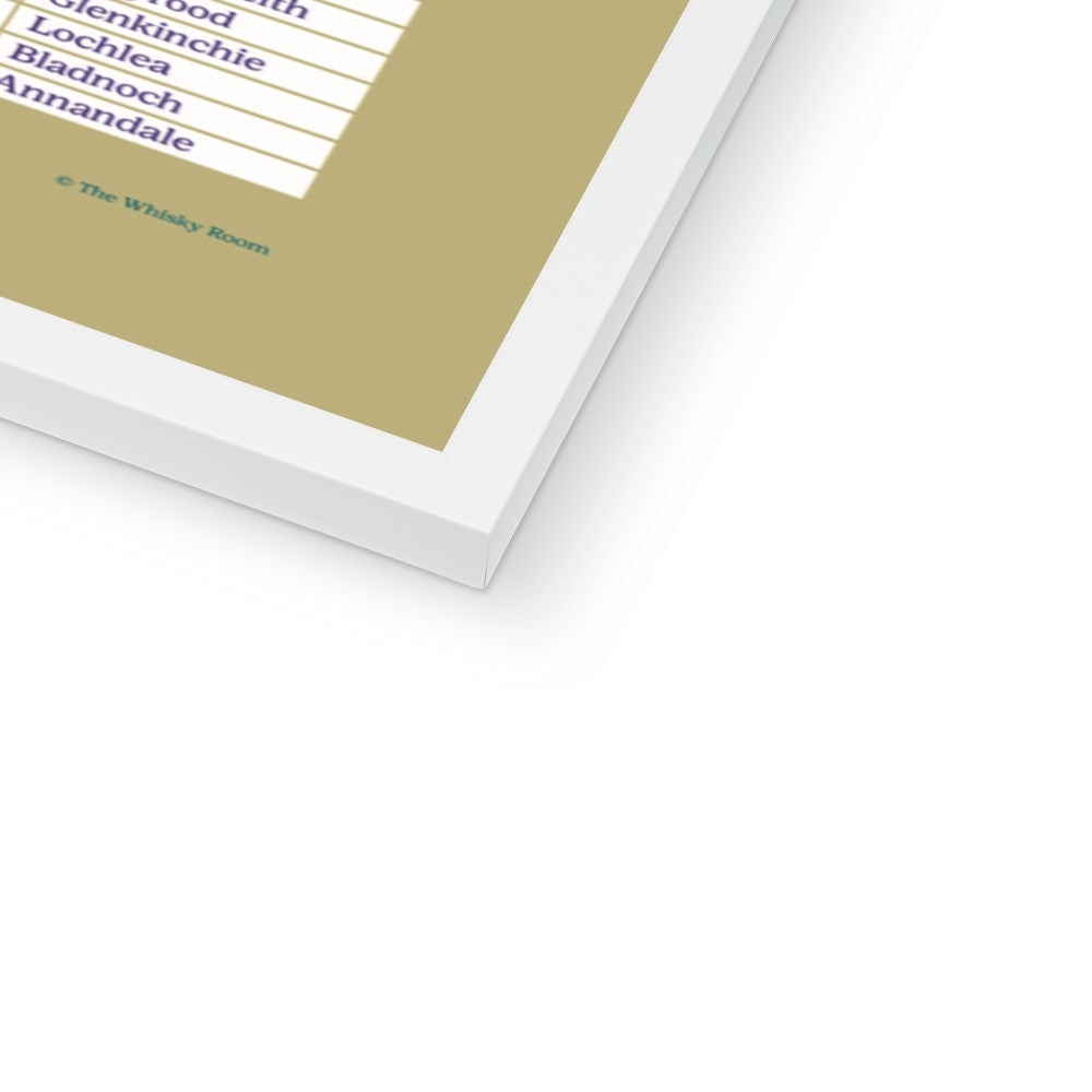 Gold rectangular frame with Scottish Whisky Distilleries Map print