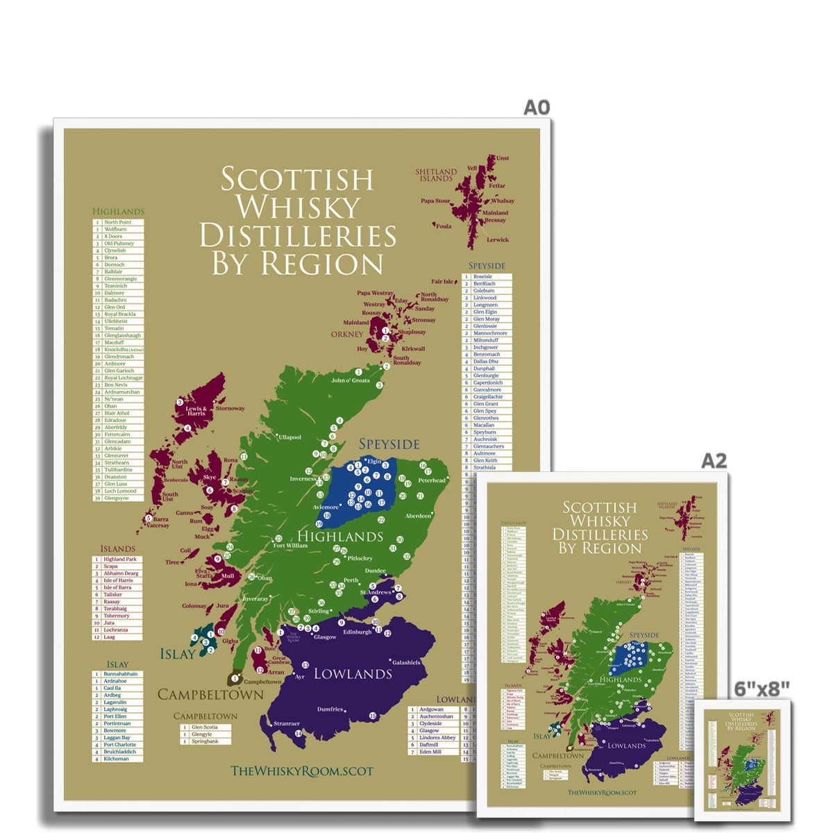Scottish Whisky Distilleries Map Framed Print Poster