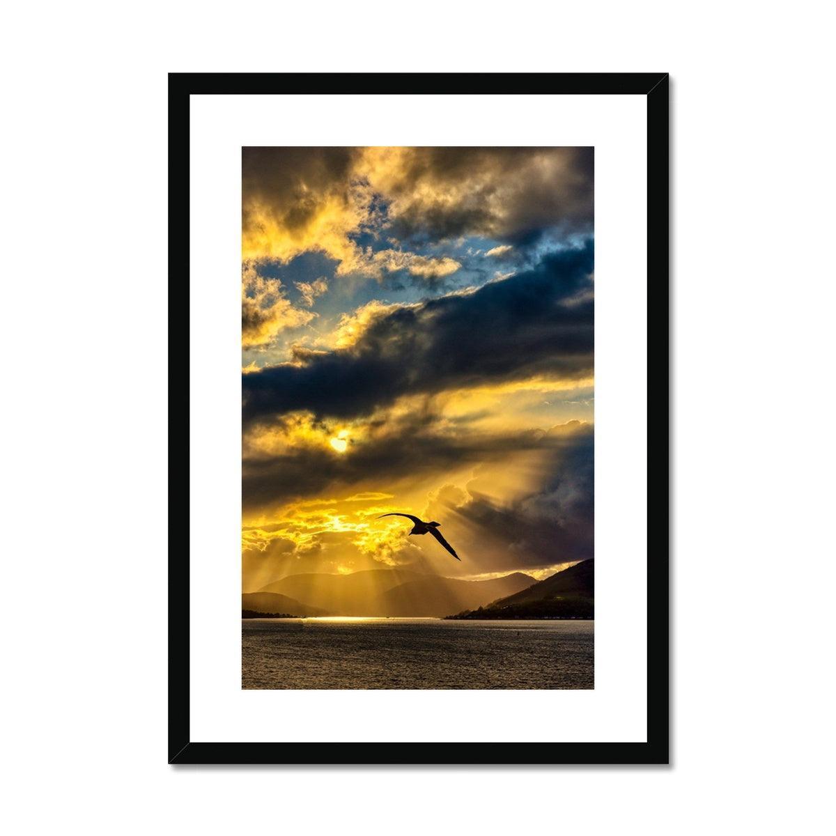 Seagull Soars During A River Clyde Sunset | Scottish Landscape Photography | Framed & Mounted Print
