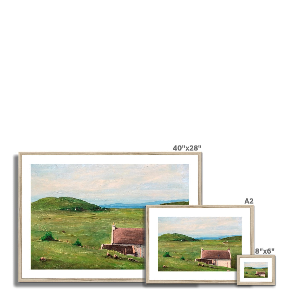 Framed landscape artwork in three sizes for A Skye Cottage Framed & Mounted Print