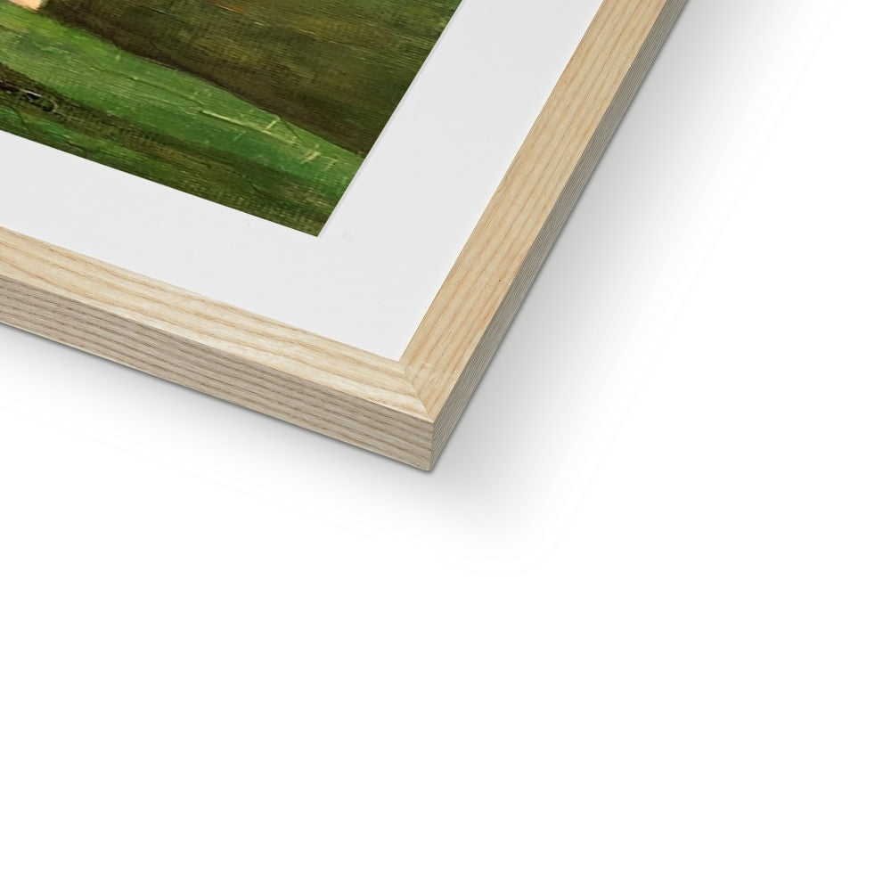 Light wood picture frame with a white mat for A Skye Cottage Framed and Mounted Print