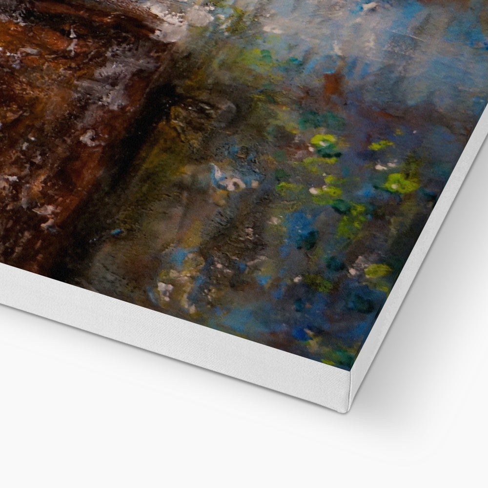 Skye Fairy Pools impressionistic canvas print with earthy browns, blues, greens