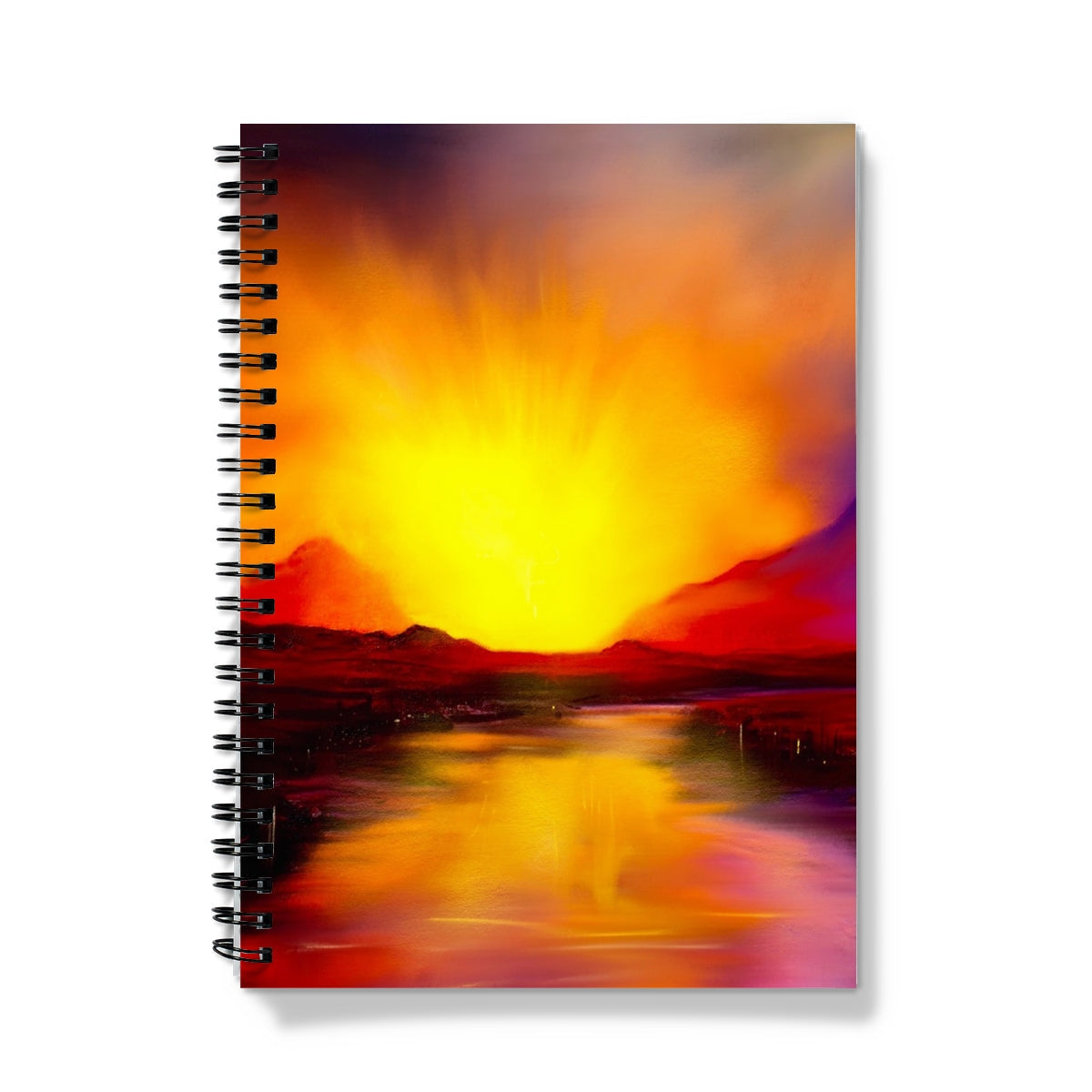 Skye Sunset Notebook with vibrant abstract sunset over water cover design