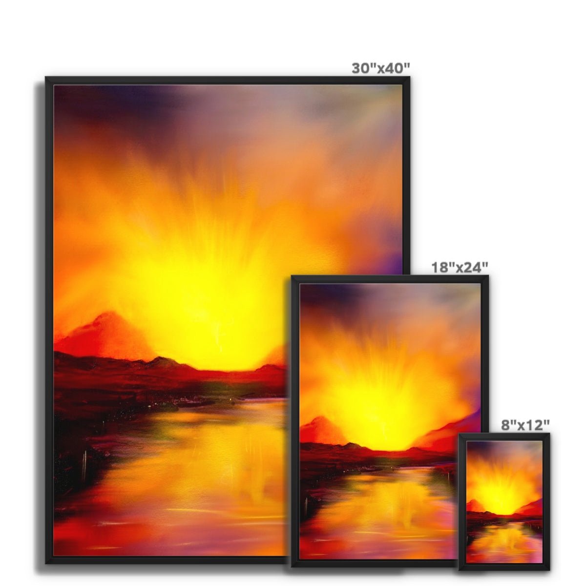 Skye Sunset Painting | Framed Canvas From Scotland-Floating Framed Canvas Prints-Skye Art Gallery-Paintings, Prints, Homeware, Art Gifts From Scotland By Scottish Artist Kevin Hunter