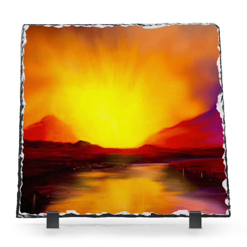 Skye Sunset Scottish Slate Art-Slate Art-Skye Art Gallery-Paintings, Prints, Homeware, Art Gifts From Scotland By Scottish Artist Kevin Hunter