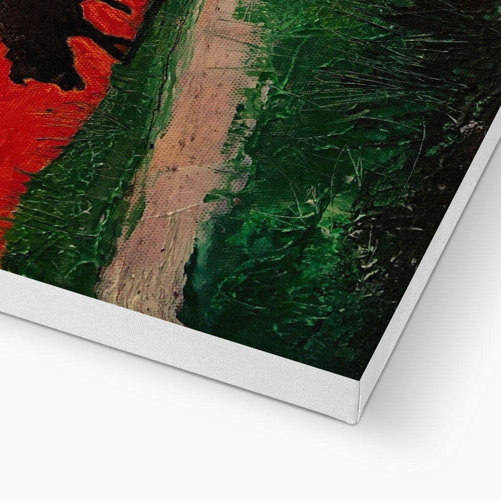 Skylee abstract textured landscape canvas print with red green brown tones