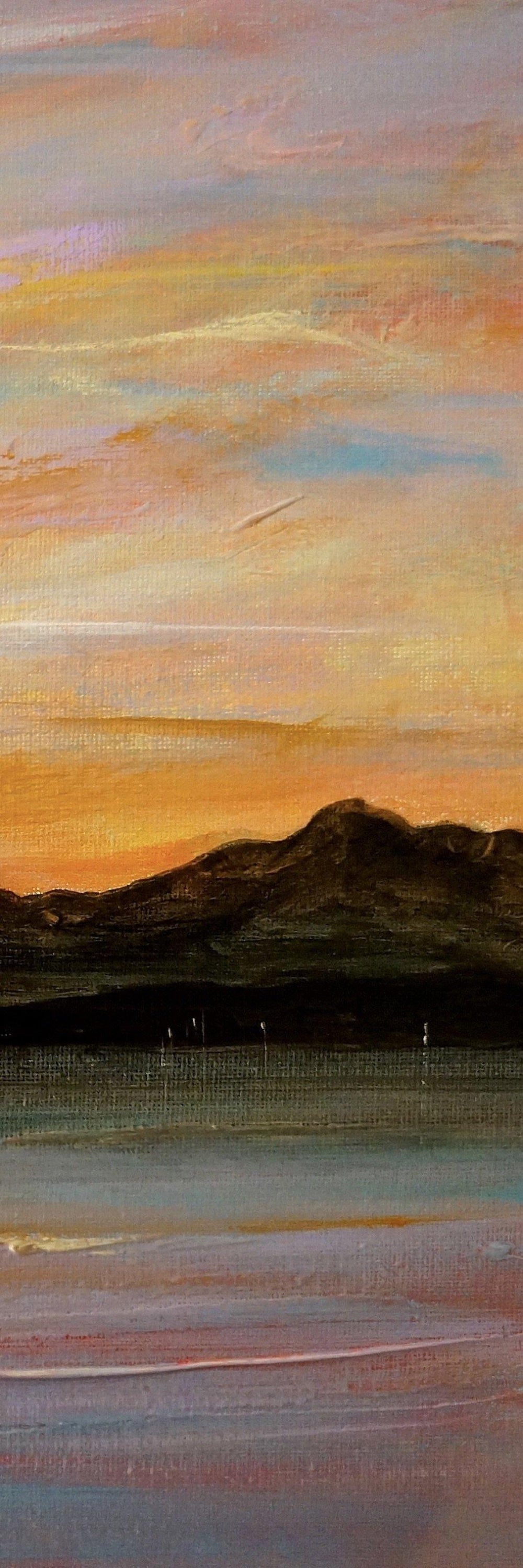 Abstract sunset over mountains and water in Sleeping Warrior Arran Triptych wall art