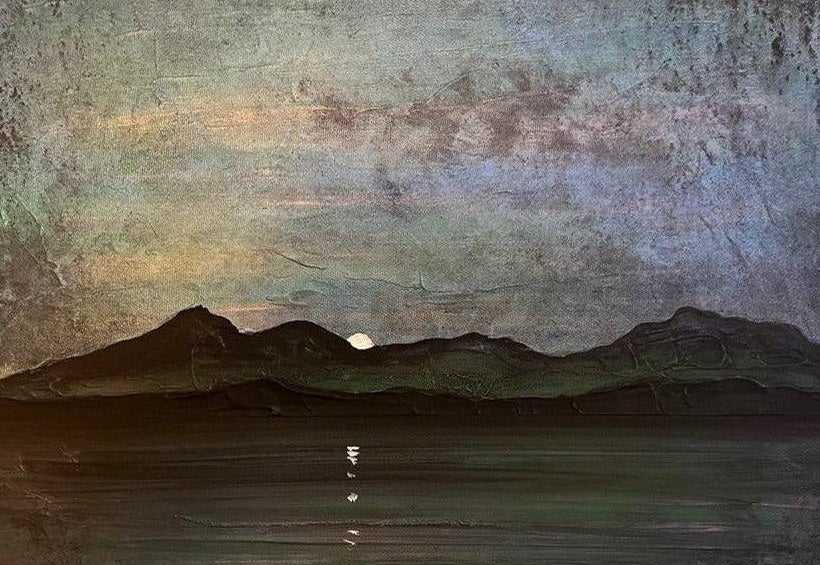 Sleeping Warrior Moonlight Arran Art Prints from my Arran Art Gallery Collection