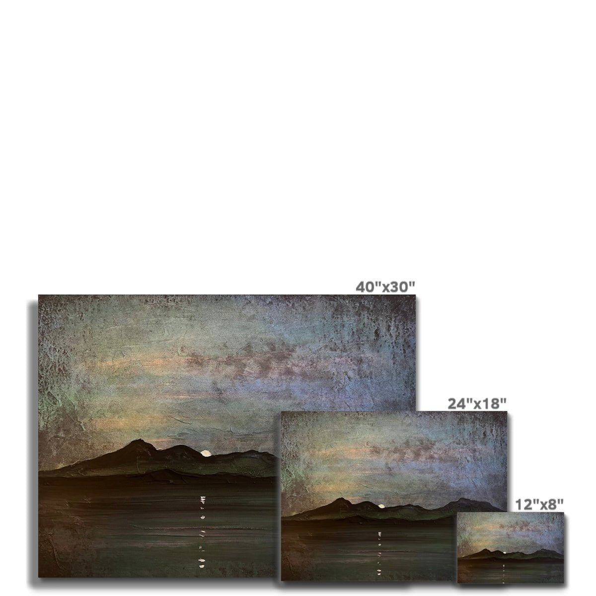 Sleeping Warrior Moonlight Arran Painting | Canvas From Scotland-Contemporary Stretched Canvas Prints-Arran Art Gallery-Paintings, Prints, Homeware, Art Gifts From Scotland By Scottish Artist Kevin Hunter