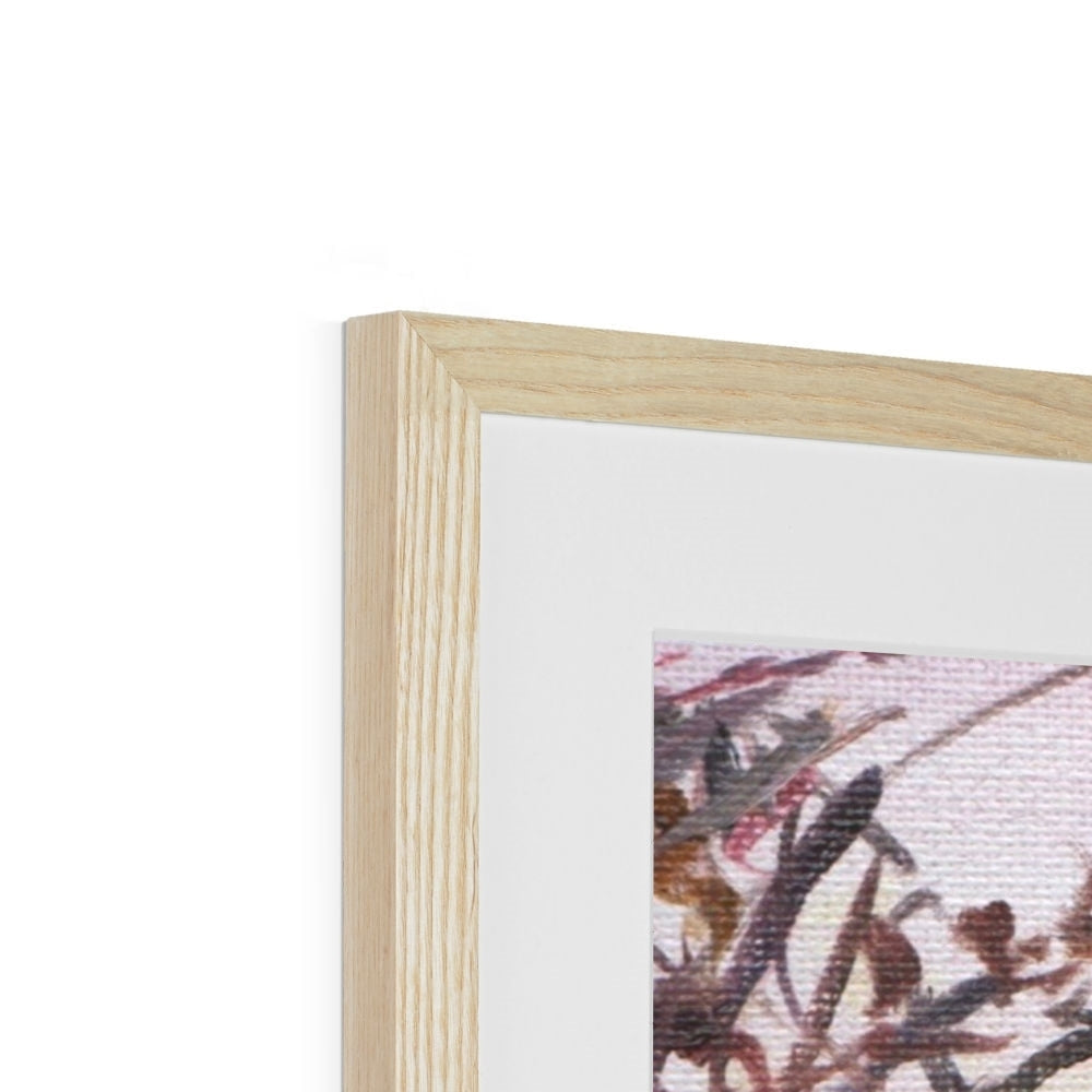 Modern light wood frame with white matting for Snow Above Lunderston art print