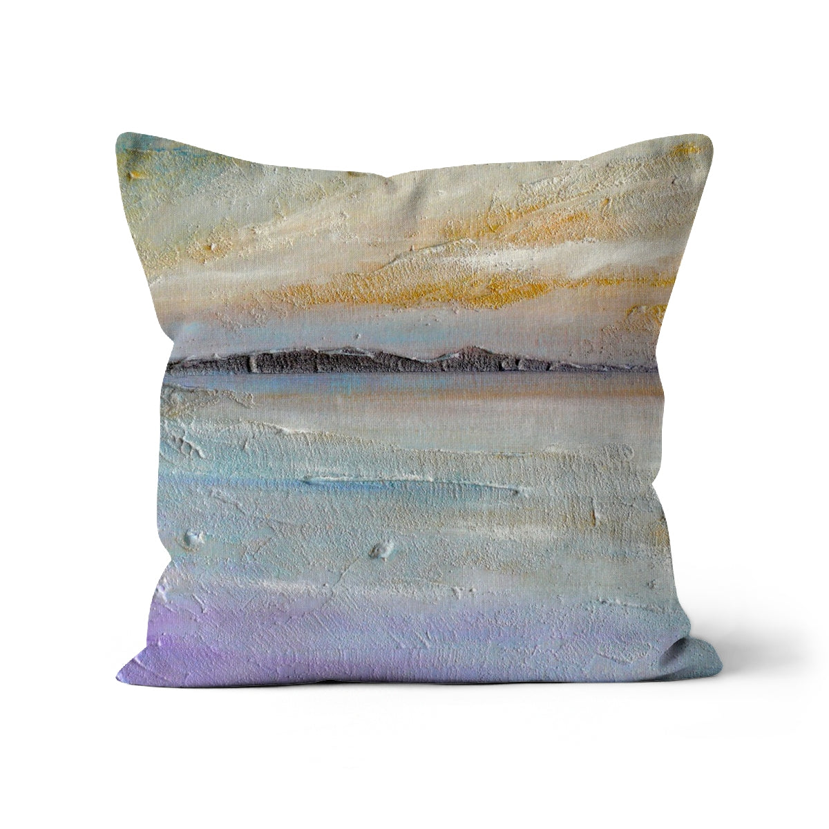 Sollas Beach North Uist Art Gifts Cushion-Cushions-Hebridean Islands Art Gallery-Canvas-12"x12"-Paintings, Prints, Homeware, Art Gifts From Scotland By Scottish Artist Kevin Hunter