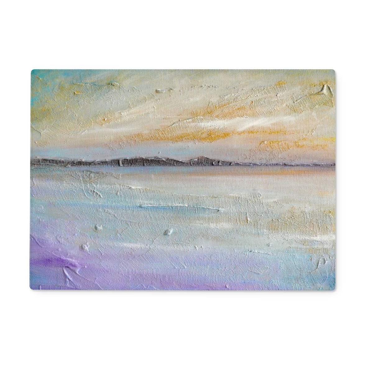 Sollas Beach North Uist Art Gifts Glass Chopping Board-Glass Chopping Boards-Hebridean Islands Art Gallery-15"x11" Rectangular-Paintings, Prints, Homeware, Art Gifts From Scotland By Scottish Artist Kevin Hunter