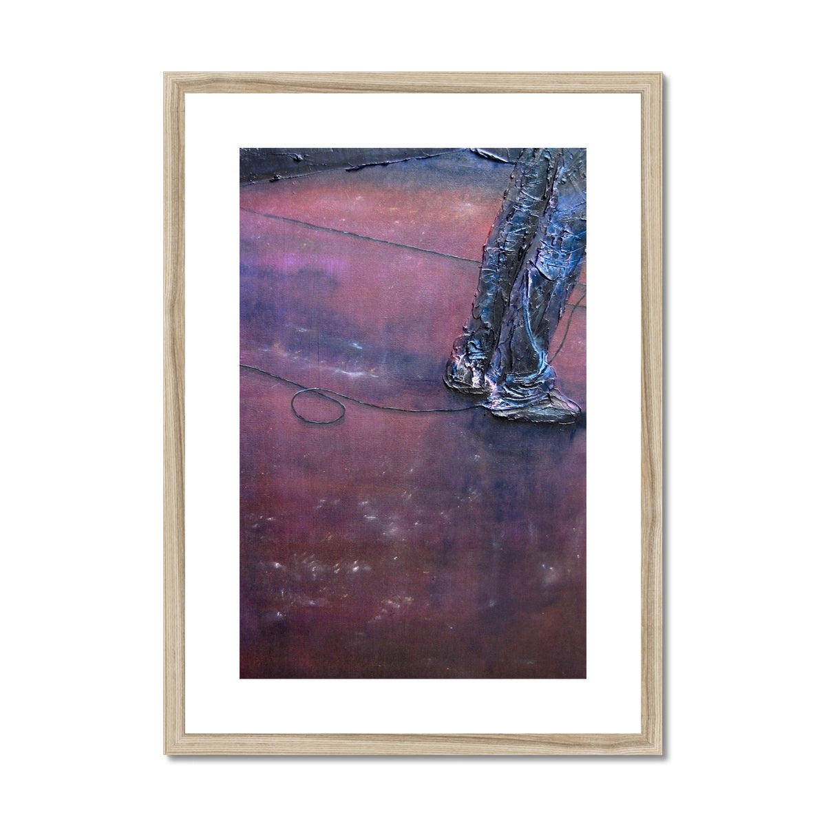 Framed abstract print of metallic blue figure on purple red surface, Soundcheck Glasgow Barrowlands