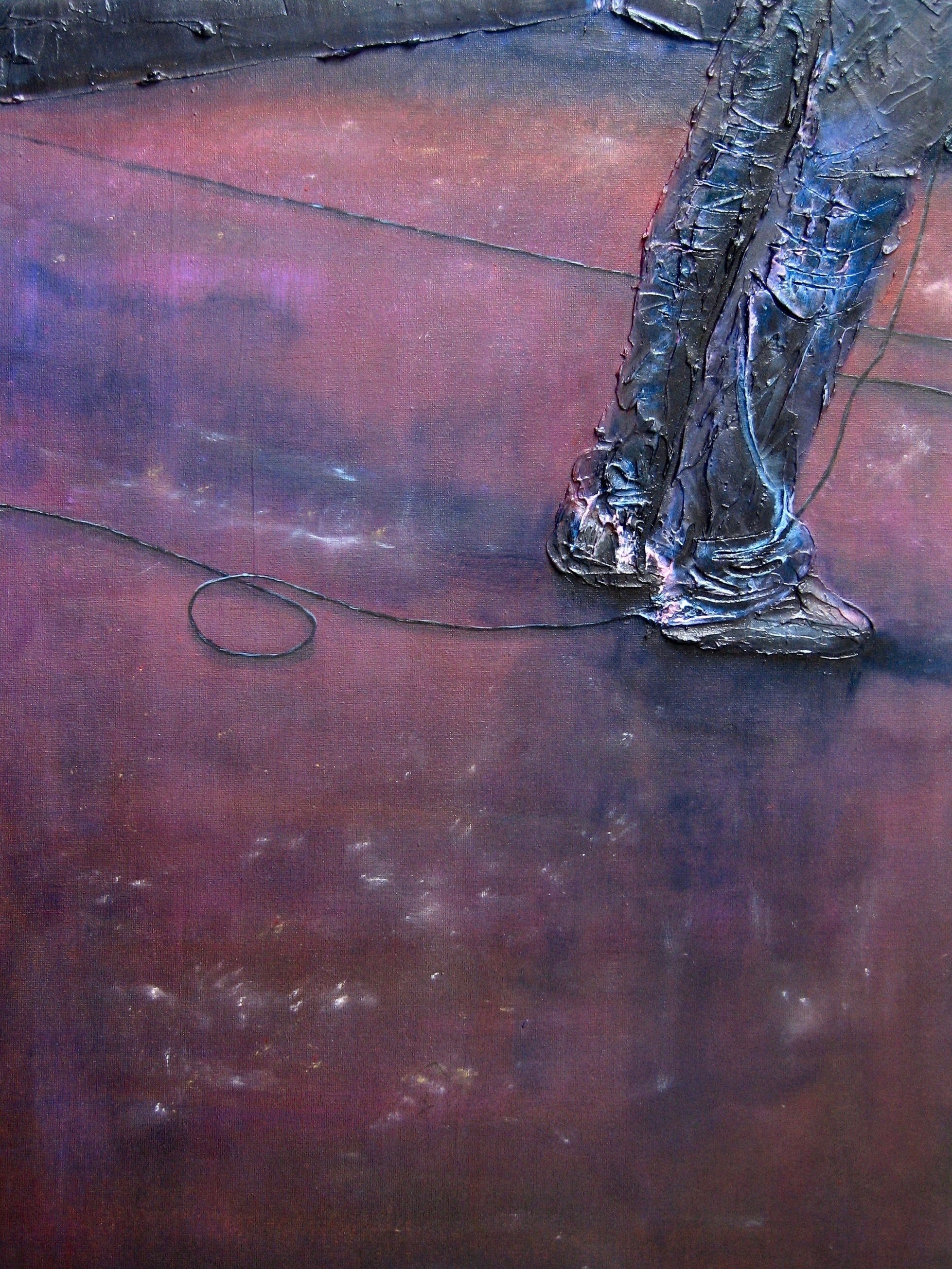 Textured painting of legs and feet from Soundcheck Glasgow Barrowlands Original Painting