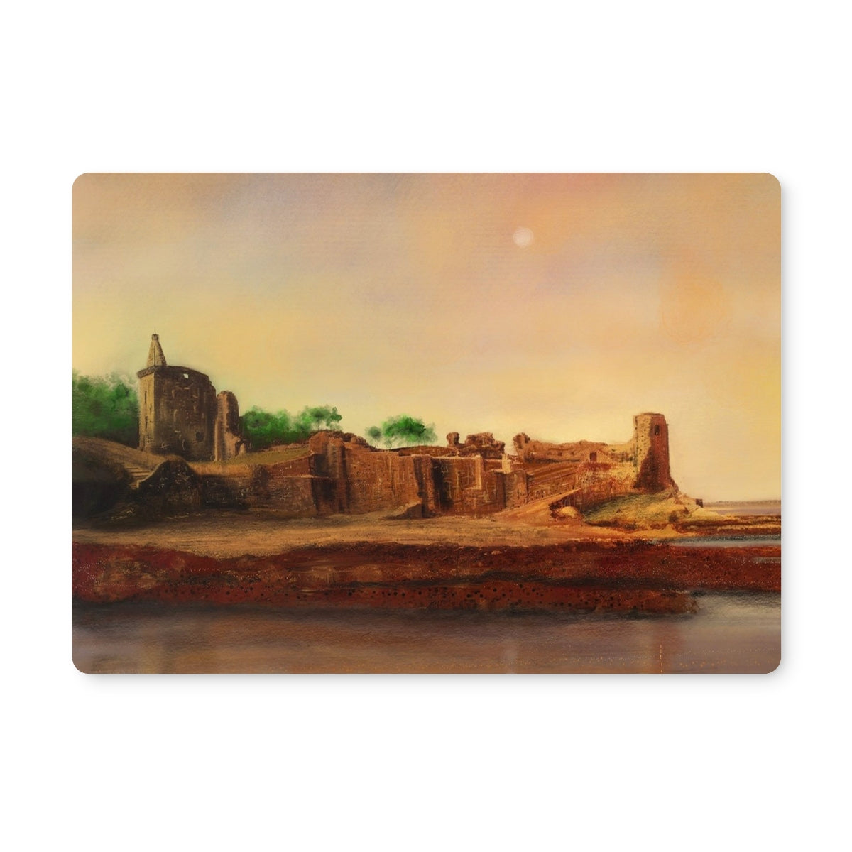 St Andrews Castle Art Gifts Placemat-Placemats-Historic & Iconic Scotland Art Gallery-2 Placemats-Paintings, Prints, Homeware, Art Gifts From Scotland By Scottish Artist Kevin Hunter