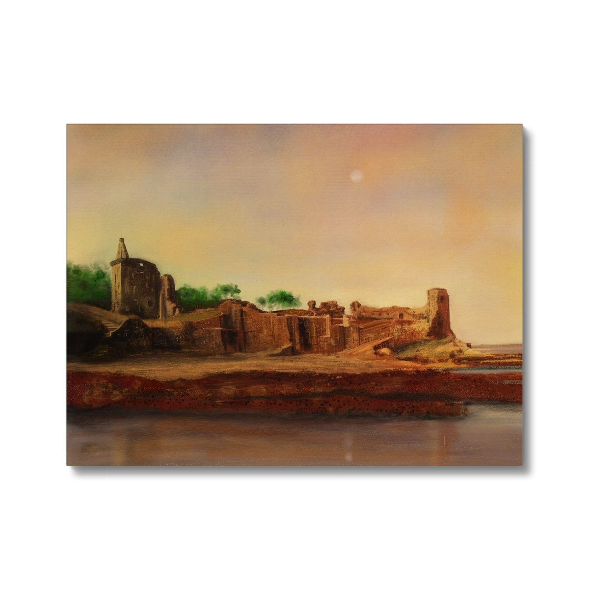 St Andrews Castle Painting | Canvas From Scotland-Contemporary Stretched Canvas Prints-Historic & Iconic Scotland Art Gallery-24"x18"-Paintings, Prints, Homeware, Art Gifts From Scotland By Scottish Artist Kevin Hunter