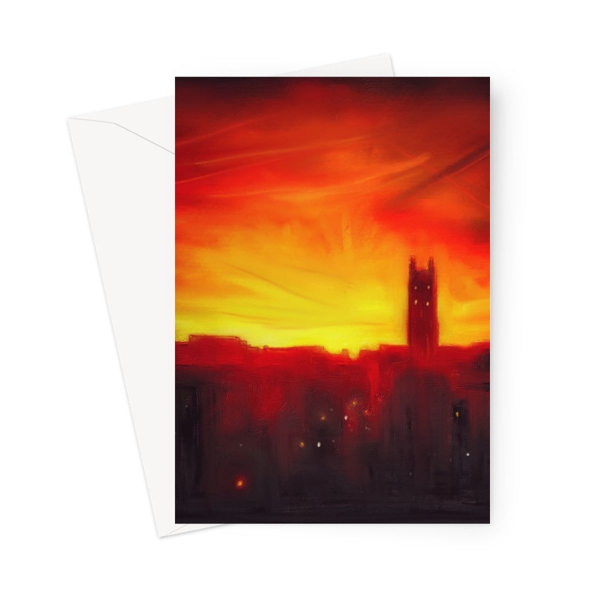 St Stephen’s Church sunset over Stockbridge city silhouette greeting card