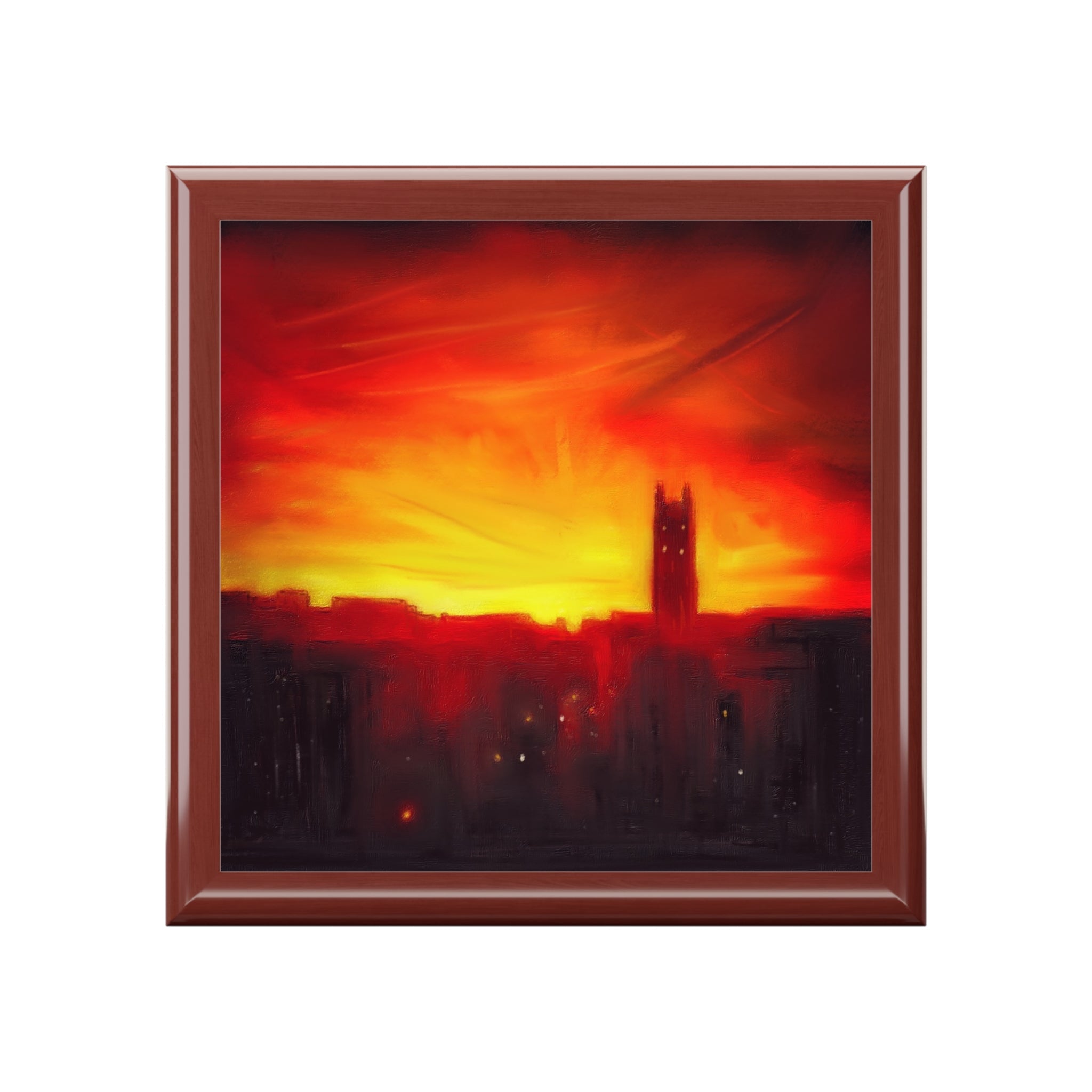 St Stephens Church sunset skyline in Stockbridge Scotland wooden frame