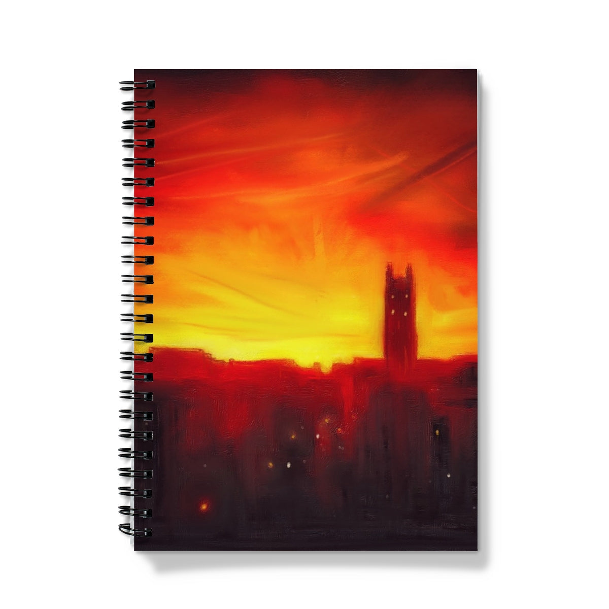 St Stephen’s Church sunset Stockbridge notebook with fiery cityscape