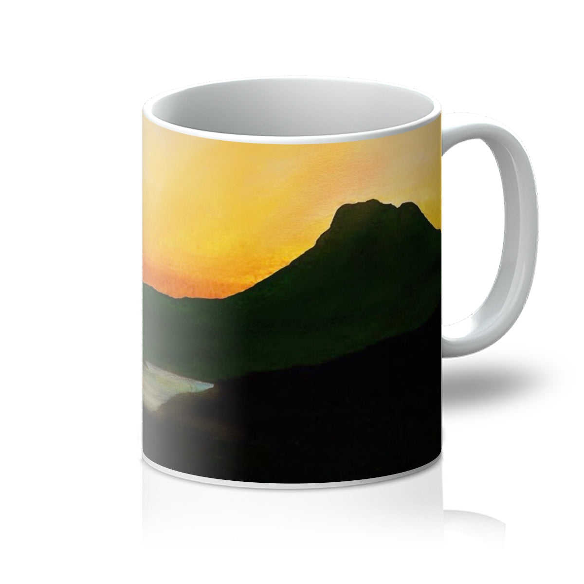 Stac Pollaidh Dusk Art Gifts Mug-Mugs-Scottish Lochs & Mountains Art Gallery-11oz-White-Paintings, Prints, Homeware, Art Gifts From Scotland By Scottish Artist Kevin Hunter