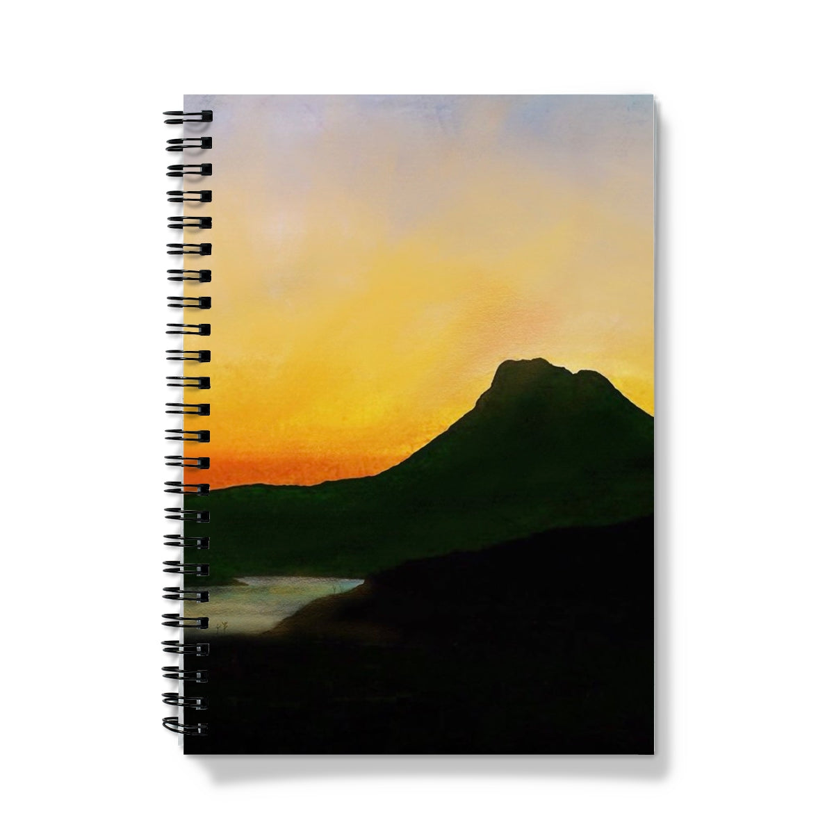 Stac Pollaidh Dusk Art Gifts Notebook-Journals & Notebooks-Scottish Lochs & Mountains Art Gallery-A5-Graph-Paintings, Prints, Homeware, Art Gifts From Scotland By Scottish Artist Kevin Hunter
