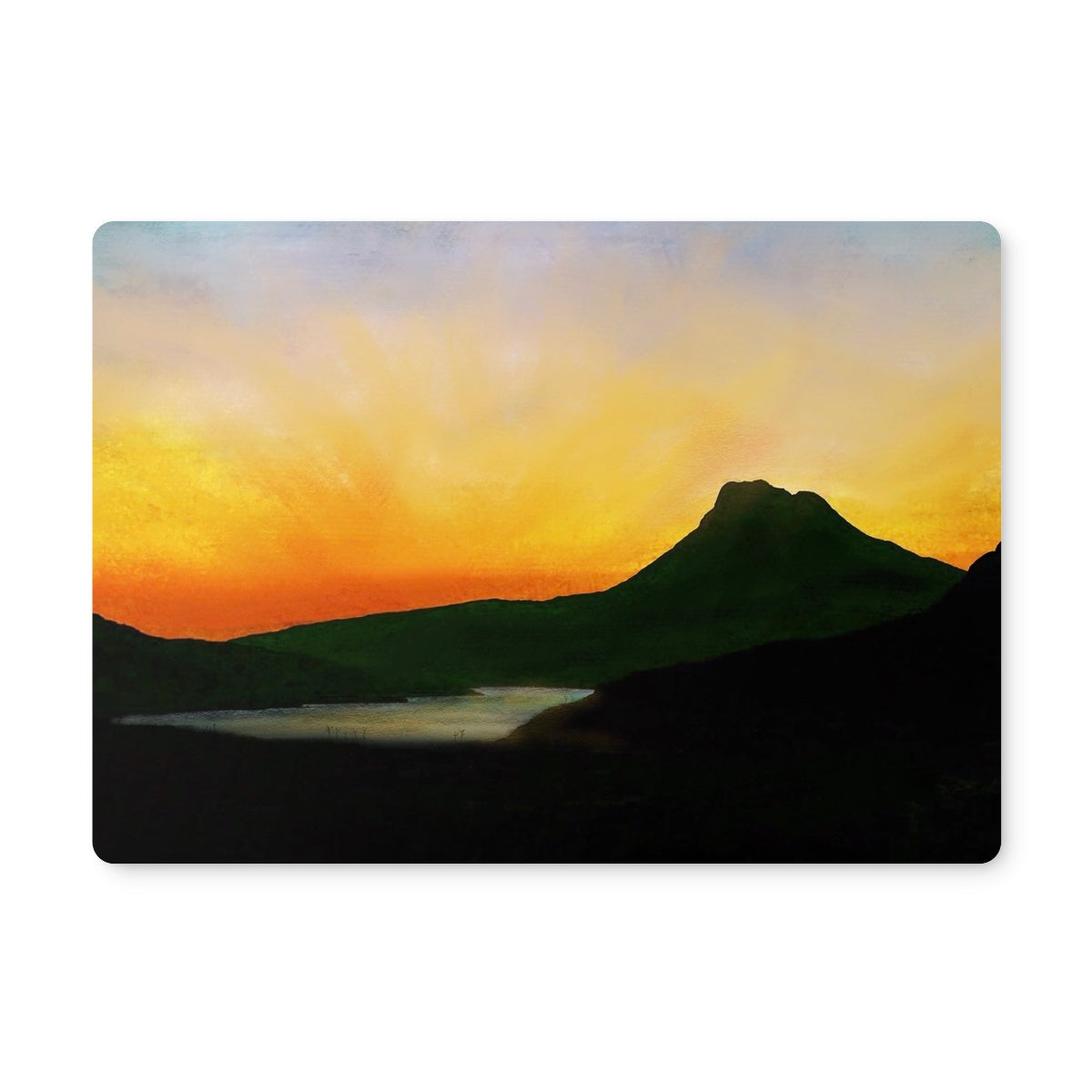 Stac Pollaidh Dusk Art Gifts Placemat-Placemats-Scottish Lochs & Mountains Art Gallery-2 Placemats-Paintings, Prints, Homeware, Art Gifts From Scotland By Scottish Artist Kevin Hunter