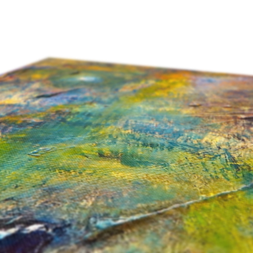 Stenness Moonlight green yellow abstract textured canvas print