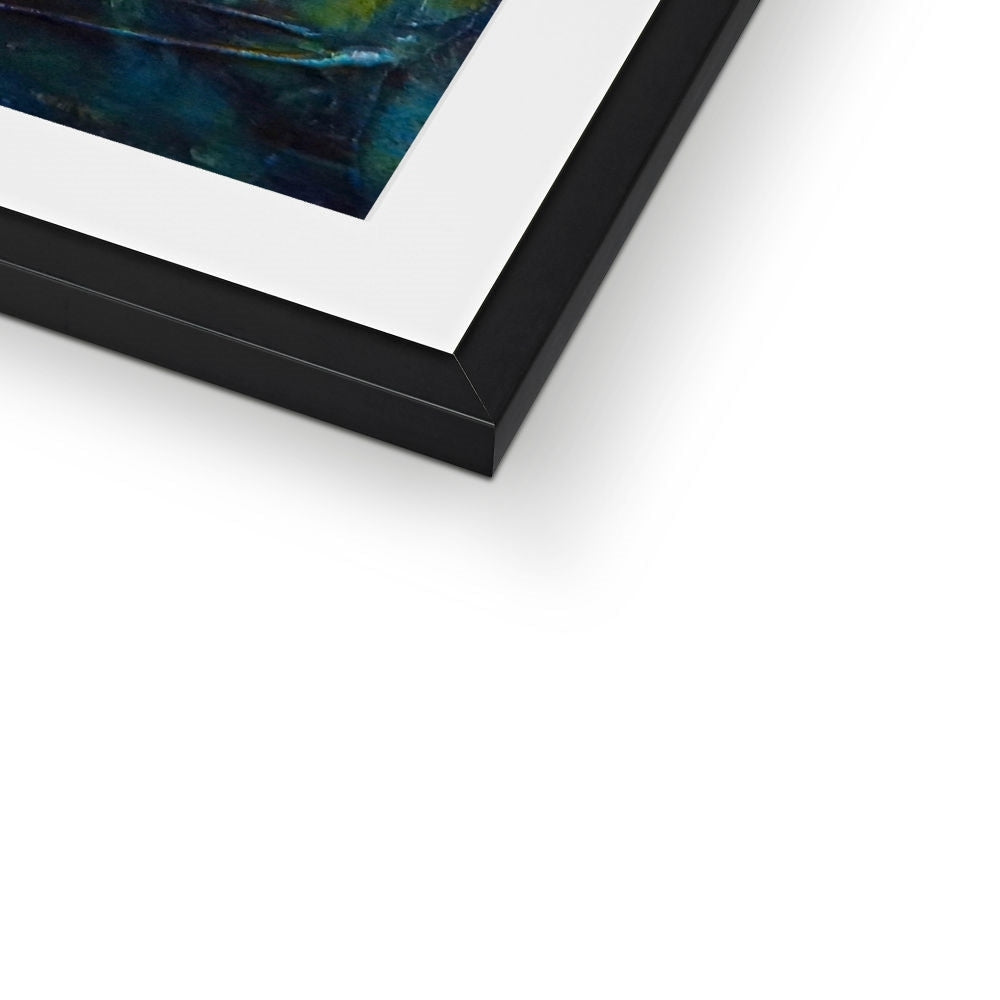 Stenness Moonlight abstract painting in black frame with white mat