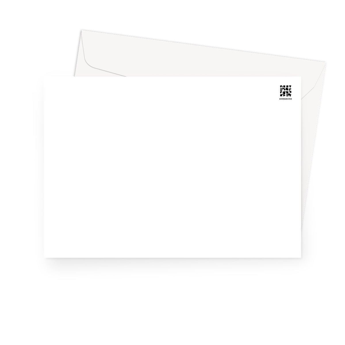 White Stenness Moonlight Greeting Card in rounded-corner envelope with black logo