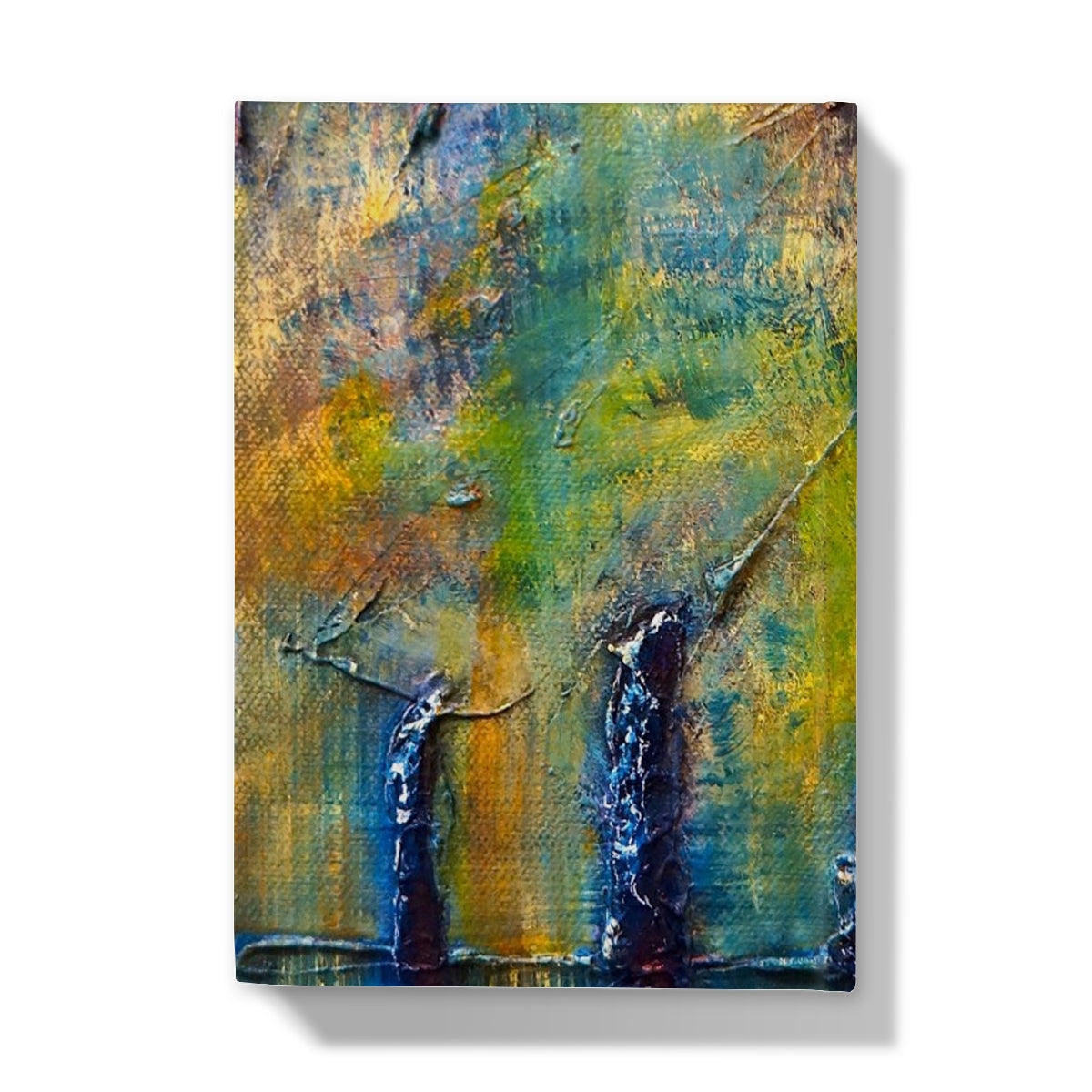 Stenness Moonlight Journal with abstract tree canvas art in vibrant greens and yellows