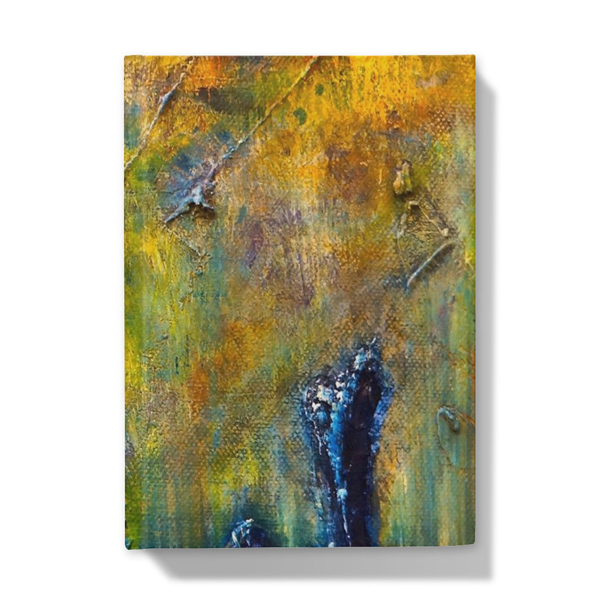 Yellow green abstract painting on Stenness Moonlight journal canvas