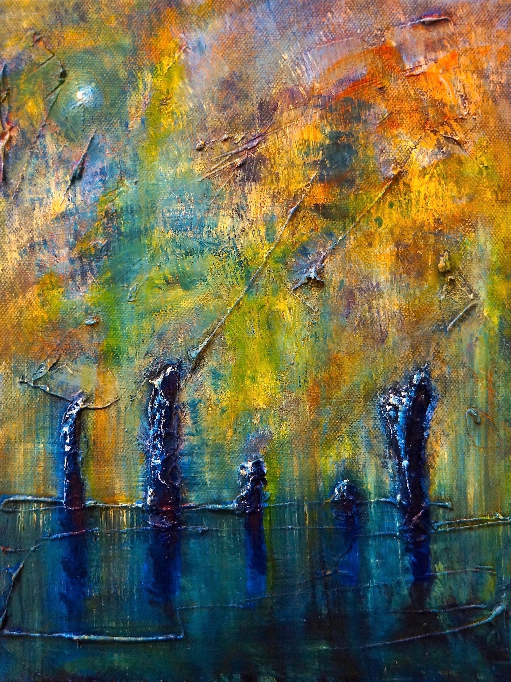 Abstract colorful painting titled Stenness Moonlight Orkney Original Painting