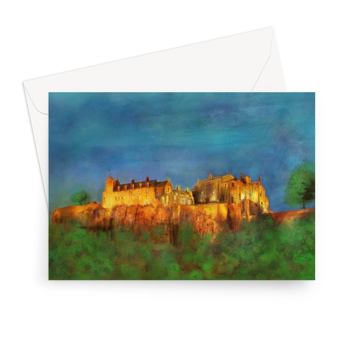Stirling Castle Art Gifts Greeting Card-Greetings Cards-Historic & Iconic Scotland Art Gallery-7"x5"-1 Card-Paintings, Prints, Homeware, Art Gifts From Scotland By Scottish Artist Kevin Hunter