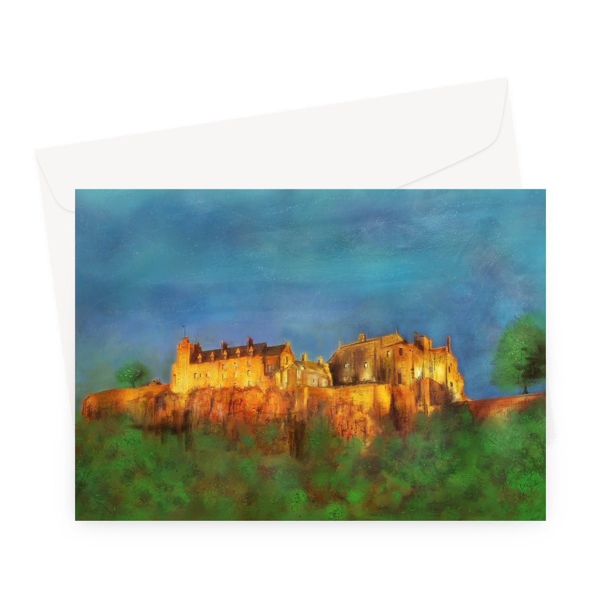 Stirling Castle Art Gifts Greeting Card-Greetings Cards-Historic & Iconic Scotland Art Gallery-A5 Landscape-1 Card-Paintings, Prints, Homeware, Art Gifts From Scotland By Scottish Artist Kevin Hunter