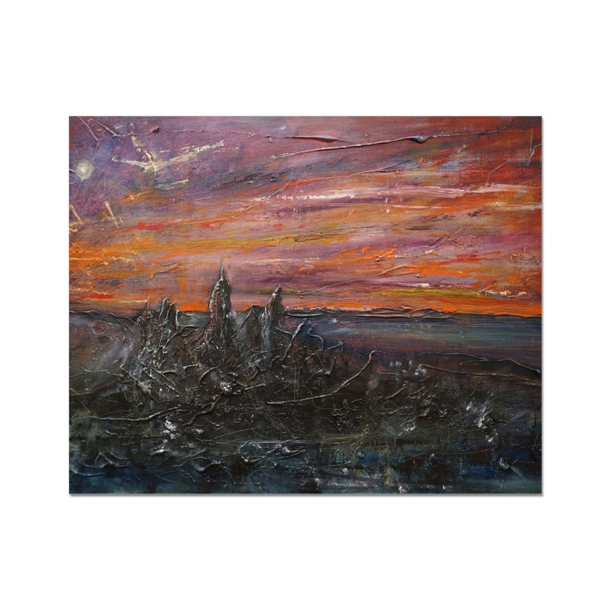 Storr Moonlight Skye abstract expressionist print with purple orange grays