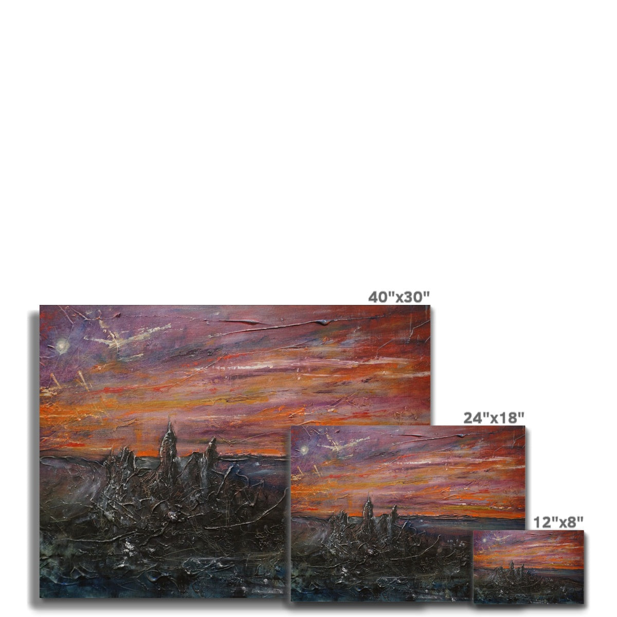 Abstract Storr Moonlight Skye landscape canvas print in orange, purple, gray